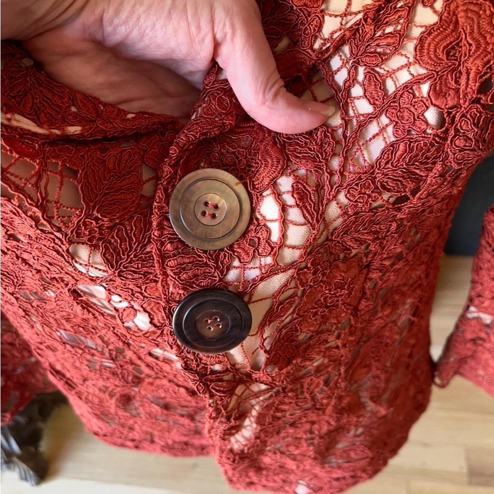 CULT GAIA Mackenzie Corded Sienna Lace Blazer Jacket Sz 4 Amended Buttons - Picture 4 of 11